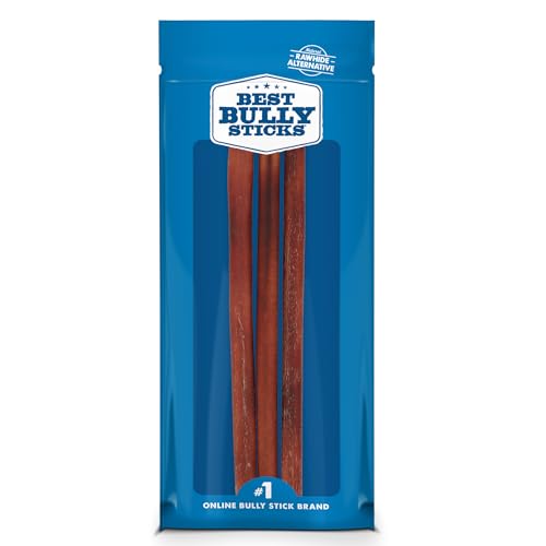 Best Bully Sticks 12 Inch Bully Sticks for Dogs - 3 Count (Pack of 1) - Natural Easily Digestible 100% Grass-Fed Beef Grain and Rawhide Free - Trial Size