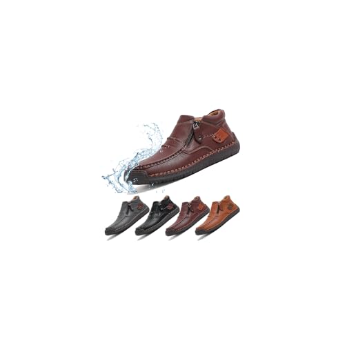 The First Young Shoes Men,Men's Leather Handmade Platform Leather Shoes& Outdoor, Waterproof, Arch Support