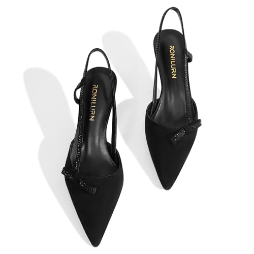 Image of Women's pumps Kitten Heels Closed Toe Rhinestone Slingback Pointed Toe