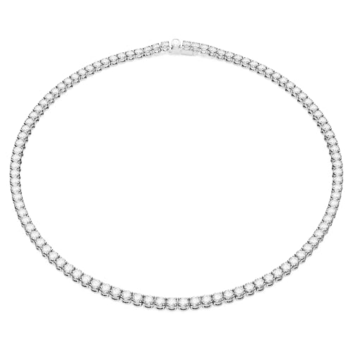 Swarovski Matrix Tennis Halskette, Rundschliff, Weiß, Rhodiniert