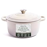 Larder & Vine Enameled Cast Iron Dutch Oven | 5.7qt Dutch Oven Pot with Lid | Dutch Oven for Bread Baking | Compatible on All Cooktops & Oven Safe to 500° F | Great for Sourdough Bread | Stone
