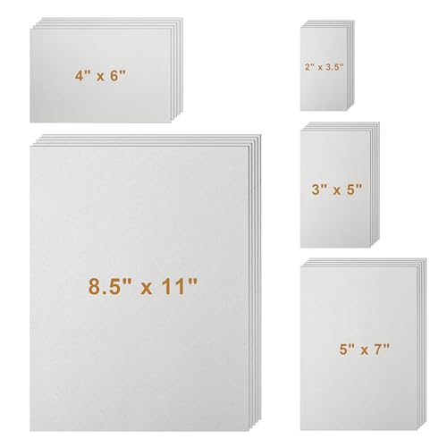 Silunkia 500 Sheets Grey Cardstock 5 Assorted Size Printer Paper, 200gsm/75lb Heavyweight Gray Paper Card Stock for DIY Card Making, Anniversary Cards, Wedding Invitations, School Crafting