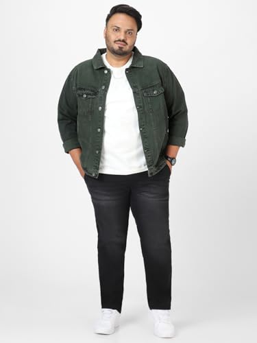 Urbano Plus Men's Regular Fit Washed Full Sleeve Denim Jacket