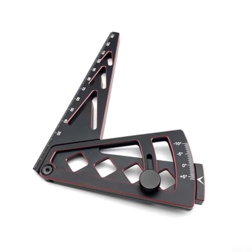 Regla ajustable de metal para uso con coches RC a escala 1/8 y 1/10, que ofrece un ajuste de ángulo de inclinación de 15 grados para una mejor configuración del modelo de coche (negro y rojo)