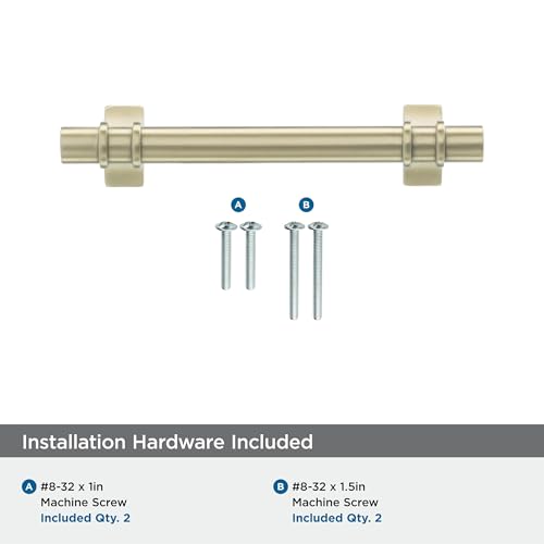 Image of Amerock | Cabinet Pull | Golden Champagne | 3-3 /4 inch (96 mm) Center to Center | Davenport | 1 Pack | Drawer Pull | Drawer Handle | Cabinet Hardware