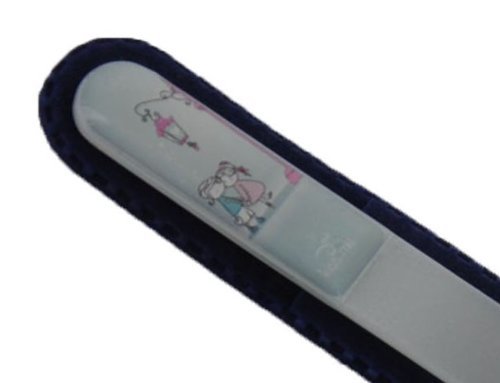 Czech Crystal Glass, Kiss Me Love 3D Logo-print Design, 5.32 inches, Nail File with Protective Velvet Sleeve