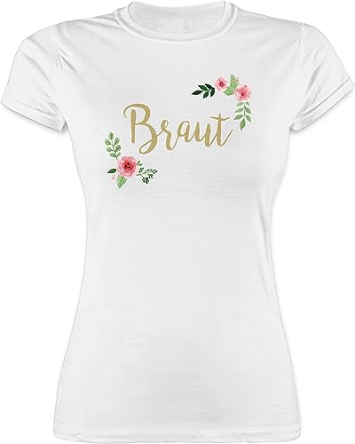 JGA Junggesellenabschied Frauen - Braut Blumen - L - Weiß - Braut Tshirt - L191 - Tailliertes Tshirt für Damen und Frauen T-Shirt