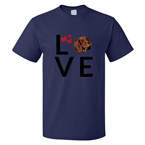 Custom Funny Graphic T Shirts for Men Love Hearts German Longhaired Pointer Cotton Top Navy Design Only 2X Large