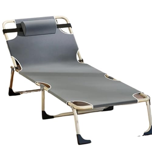 Tumbona plegable – reclinable portátil para campamento al aire libre para jardín, patio y sala de estar, cama gris ajustable para relajación de verano (56 cm)