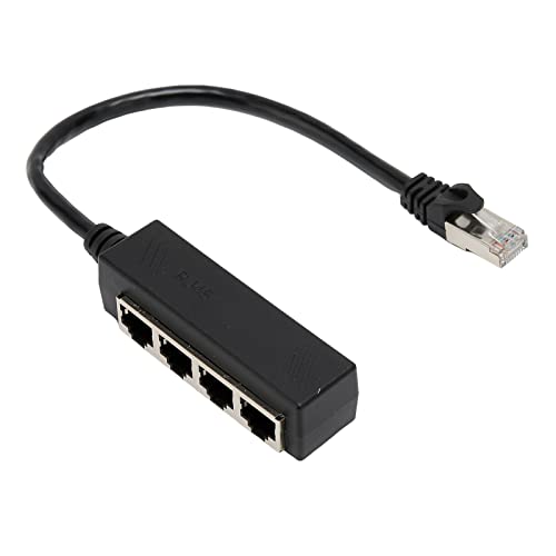 Honio RJ45 Ethernet Splitter Cable, 8 Pins 4xRJ45 Net Port Ethernet Splitter 1 to 4 Expand Access Black PCB Board One Point Four for Laptop