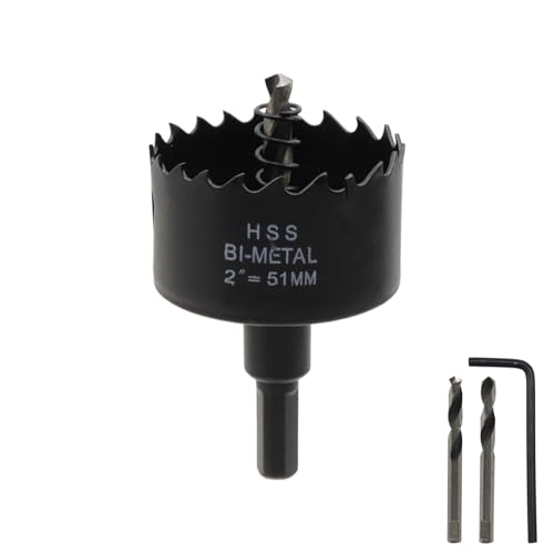 Image of 2-inch Hole Saw BI-Metal Hole Saw Drill Hole Cutter for Hard Wood, Thin Metal, Plaster Ceiling, Plastic, Fiberglass- 2pcs