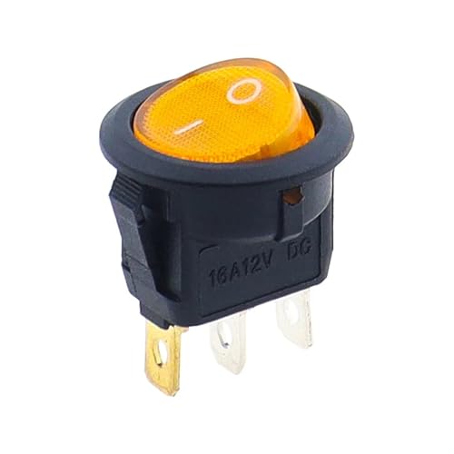 1PCS Car 12V 220V Round Rocker Dot Boat LED Light Toggle Switch SPST ON/Off Top Sales Controls KCD1 TSIOHKBS(KCD1 Yellow,220V)