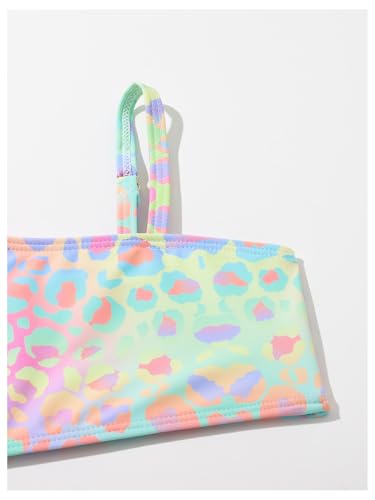 Floerns Toddler Girl's 3 Piece Bikini Set Cheetah Print Ruffle Trim Asymmetrical Swimsuit with Beach Skirt3