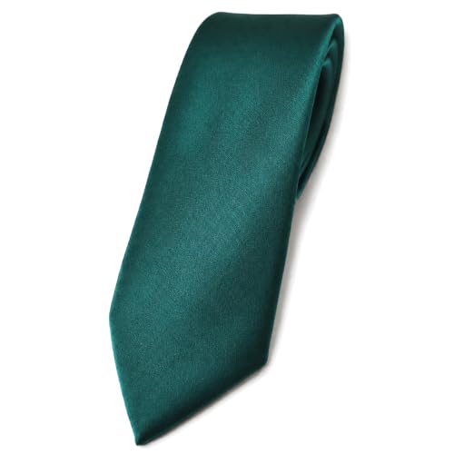 TigerTie étroit satin cravate vert petrol dunkles turquoise unicolor Polyester