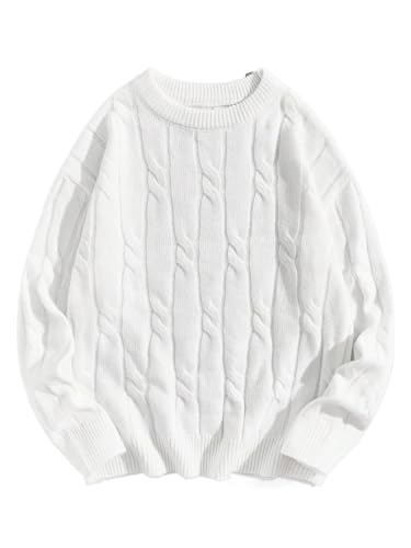 Pullover Sweaters for Men Knit Fall Sweater Round Neck Long Sleeve Fall Sweater