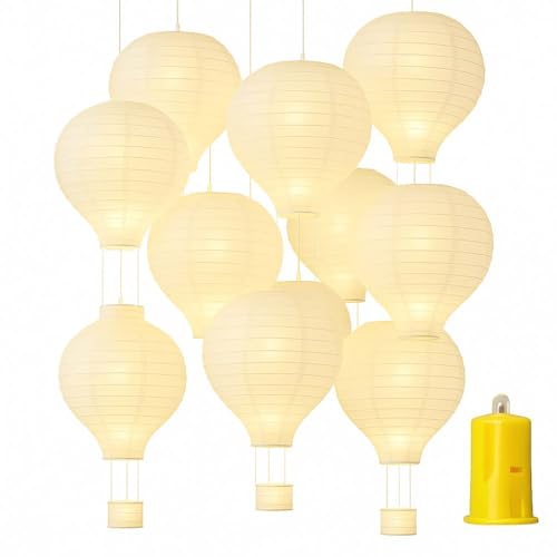 Paper Lantern With LED Light,Waterproof Chinese Hanging Paper Bal...