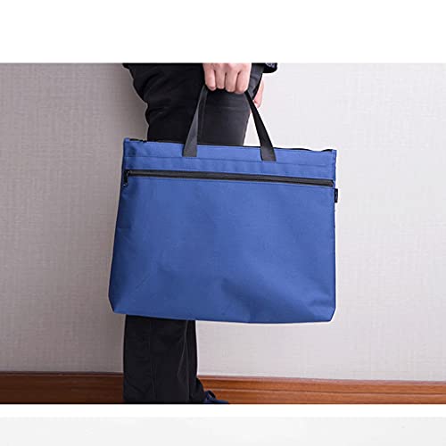 A4 Folder Zipper Bag Double-Layer (Blue/Black) Handbag Business Office Information Tote Large-Capacity Briefcase (Color : Black)4