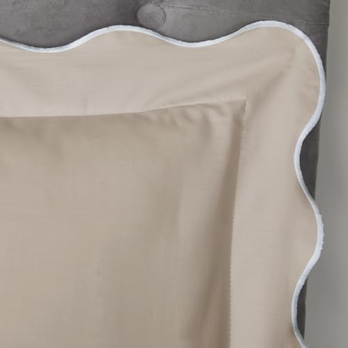 Appletree Scallop Natural Duvet Cover King Size (230x220cm), 100% Cotton, 200 Thread Count, 2 Pillowcases - Image 3