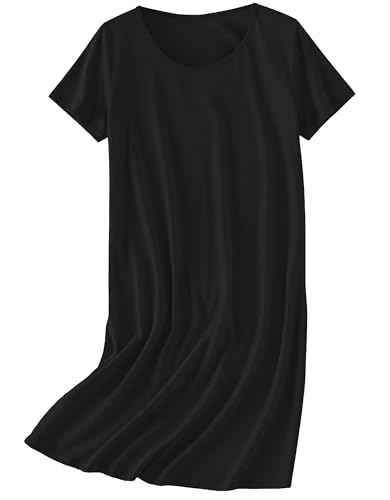 Image of Ekouaer Nightgowns for Women Cotton Sleepshirts Short Sleeve Nightshirt Tshirt Night Gown Casual Sleepdress Comfy Nightdress