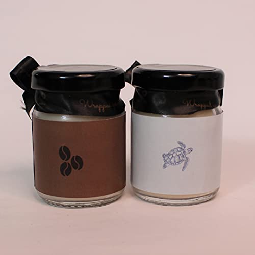 Image of Mini Scented Candles (Marine Melody and Roasted Coffee), Pack of 2, 15+ Hour Burn time, Black soot Free, Soy Wax Scented Candle