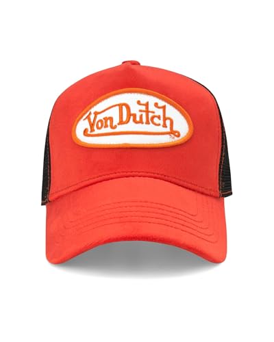 Image of Von Dutch Unisex Trucker Hat - Velvet Curved Bill Mesh Back Retro Classic Adjustable Snapback Baseball Cap for Men and Women