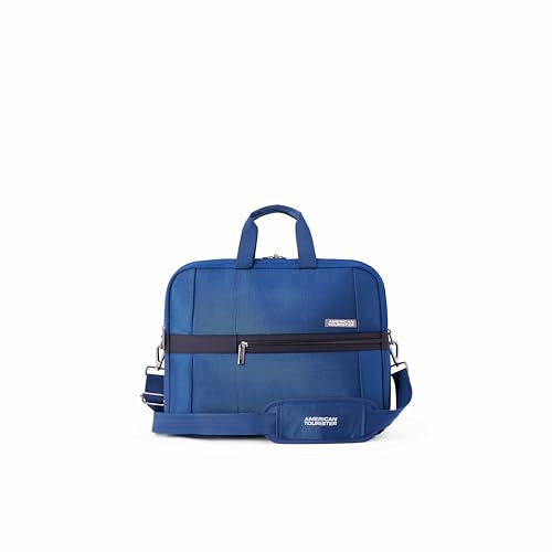 Image of American Tourister Luxe Biz | 16 Ltrs | 2 Compartments | Detachable & Adjustable Strap | Medium Briefcase | 1 Year International Warranty | Blue