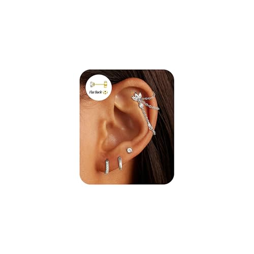 Aretes de aro de oro para múltiples piercings en la oficina o cenas elegantes de mujer