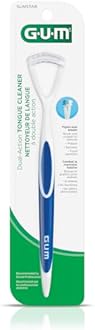 GUM Tongue Cleaner - Dual Action Soft Bristled Tongue Brush with Tongue Scraper for Better Oral Hygiene - Bad Breath Treatment (Pack of 3)