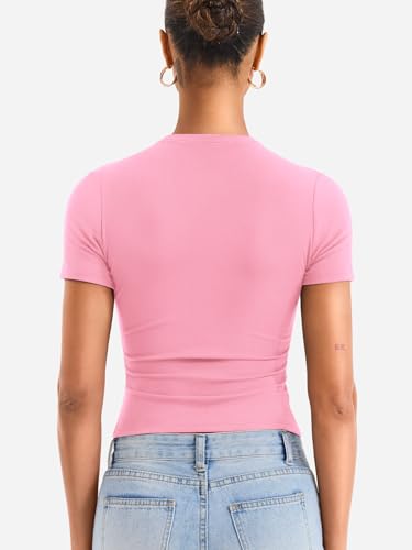 YEOREO Womens Basic T Shirts Casual Going Out Short Sleeve Crop Tops Eriney Slim Fit Crew Neck Y2K Tee4