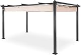 blumfeldt Pergola Impermeable con Techo Retráctil, Cenador Estable Metálico Estable, Carpa con Estructura de Aluminio y Protección UV, Carpas Jardín, Techo Exterior Hecho de Poliéster 3 x 4 m