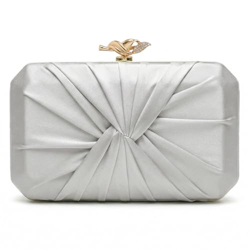 Image of CHUNLI Satin Clutch Bag, Elegant Clutch Purse for Women, Gold Evening Bags | CHUNLI Formal Pleated Evening Bag, Womens Clutches Champagne,Elegant Small Clutch Purse for Wedding Party Dressy Cocktail