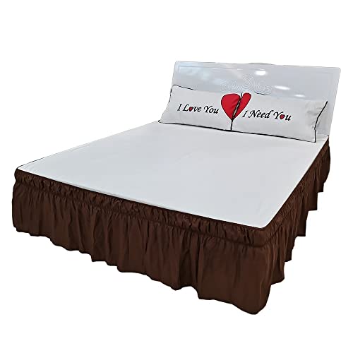 YYLUOYANG Cubre Somier Falda de Ropa de Cama Plisada de Color sólido Simple Moderna sin Superficie Alta Banda elástica for Faldas Faldas De La Cama(Brown,120x200cm)