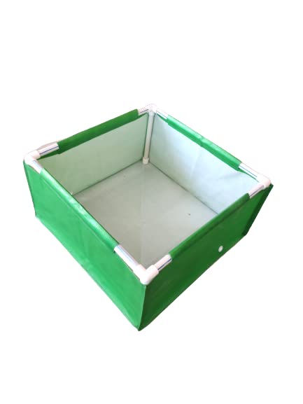 Vila Organics Terrace Gardening HDPE Grow Bags for Vegetable and Plants 2 X 2 X 1 feet 350 GSM with PVC Pipes Green and White Fitting Box, Small