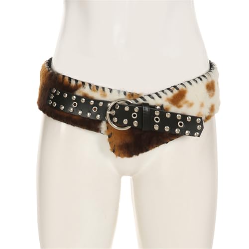 Patchworked Furry Faux Furs Waist Belt Decorative Belt For Pants Jeans Punk Waist Cincher Vintage Corset For Everyday Use3