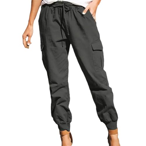 Pantalon cargo pour femme taille haute coupe ample style coréen décontracté