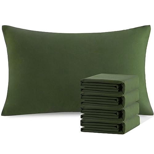 NTBAY Queen Microfiber Pillowcases, 4 Pack, 20 x 30, Olive Green