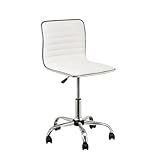 Chaise d'étude et de travail DRW Chaise d\'étude/Travail en Cuir synthétique et métal Blanc et chromé