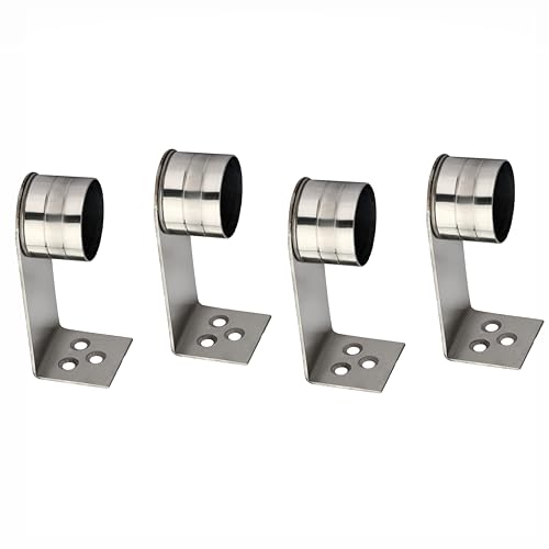 Image of GHAR DWAR L Shape Stainless Steel Wall Mount Concealed Long Band Curtain Rod & Ceiling Holder Brackets for Door and Windows Heavy Duty Holder Bracket Silver (2 inch Silver, Pack of 2 Pair)