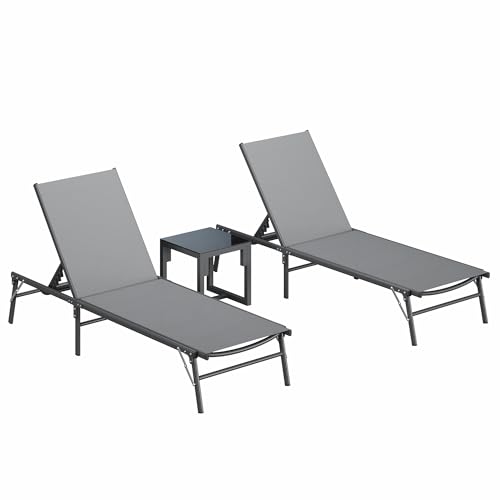 Image of Patio Lounge Chairs Outdoor Poolside Foldable Chaise Lounge for Set of 2