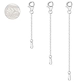 3Pcs 925 Sterling Silver Necklace Extender Chain Extenders Bracelet Extension for Jewellery Making 2 3 4 Inch (Silver)