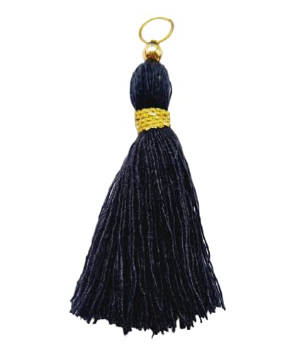 Image of Zippy Flora Micro 1.5 inch Length Cotton Handmade Tassels for Saree /Blouse /Dupatta /DIY /Decor (Pack of 12) (Black)