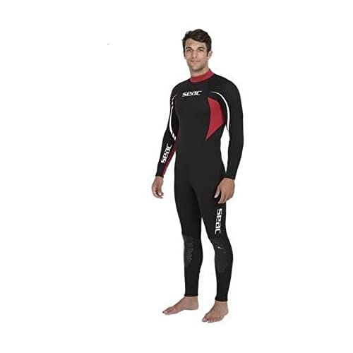 SEAC Uomo Muta Monopezzo in Neoprene da 2.2 mm per Snorkeling, Subacquea e Altri Sport in Acqua, Nero/Rosso, XXL