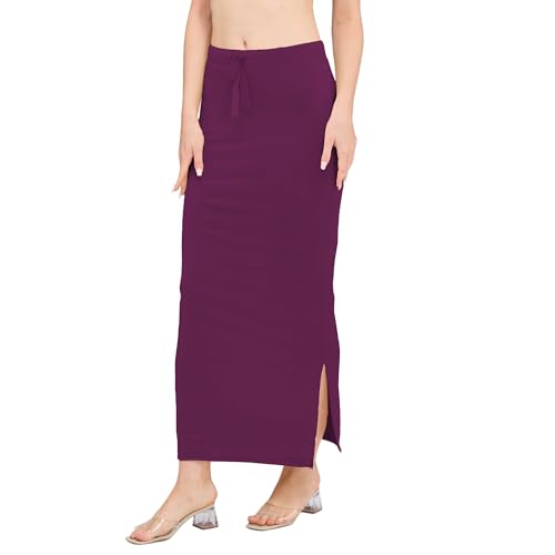 Image of DESI GIRL Satin Shimmer Stretchable Saree Shapewear Petticoat with Drawstring for Women | Mermaid fit Saree Petticoat with Side Slit for Easy Movement | Saree Shaper | Long inskirt