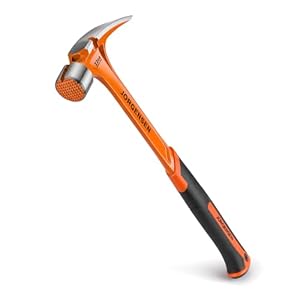 Jorgensen 22 oz Framing Hammer, Straight Claw Hammer with Magnetic Nail Holder, Rip Claw Hammer with Milled Face, Side Nail Puller, Shock Absorbing Grip, Heavy Duty One-piece Forged Hammer
