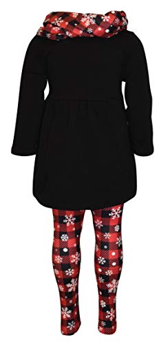 Image of Unique Baby Girls Kids Toddler 3pc Outfit Set Long Sleeve Soft Knit Tunic Top Leggings and Scarf