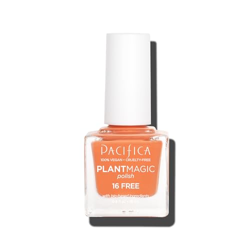 Pacifica Natural Nail Polish – Plant Magic Orange Nail Polis - Plant Based, Non-Toxic & Clinically Tested - Lasting Colors, Glossy, Chip-Resistant, Clean Beauty, Dermatologist Approved, Summertime