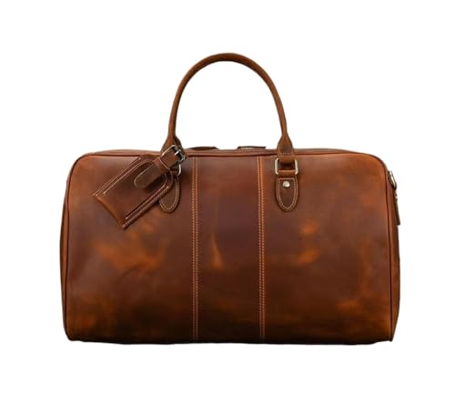 Travel Bag for Men Leather Travel Travelling Laptop Handbags Unisex Cow Skin Hand Luggage Bag