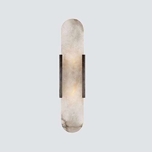 HPTHLY Brass Led Wall Sconce, Natural Marble Wall Lamp For Living Room, Bedroom, Hallway & Restaurant – Creative Hardware Lighting Fixture (Brass)