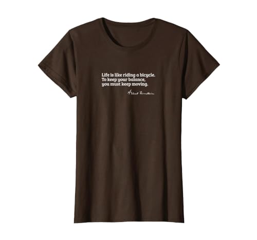 Einstein Quote on How Life is Like a Bicycle T-Shirt, Women, Brown, Small