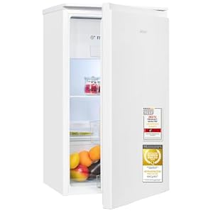 Exquisit Kühlschrank mit 3-Sterne-Gefrierfach | 82 l Nutzinhalt, Energieeffizienzklasse E, 38 dB | LED-Beleuchtung, manuelle Temperaturregelung, wechselbarer Türanschlag | KS5117-3-010E weiss